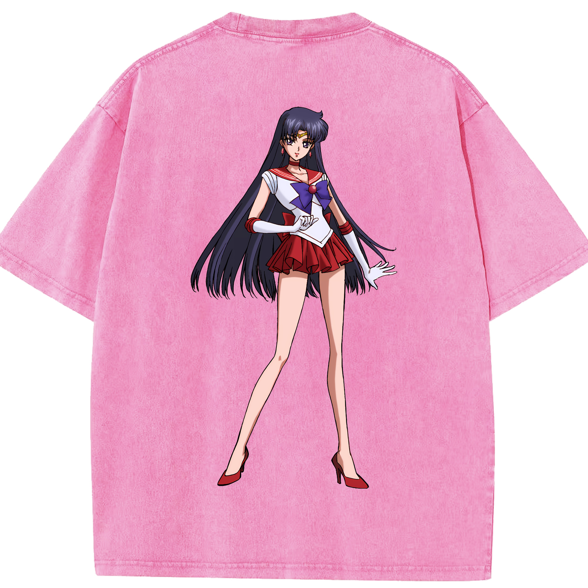 （画像用） 美少女戦士セーラームーン 火野レイ ひの レイ Sailor Moon Hino Rei （セーラーマーズ,Sailor Mars） 綿100% ヴィンテージ風 半袖Tシャツ（背面プリント）